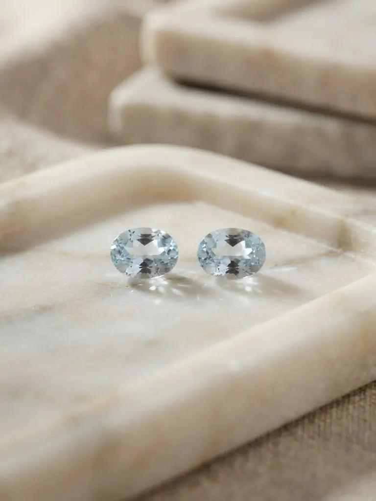Natural Quality 2 Aquamarine Gemstones From Madagascar, Dimension 3x5 mm, Weight O.31CT, Shape Oval cut, GEM-ABC-285
